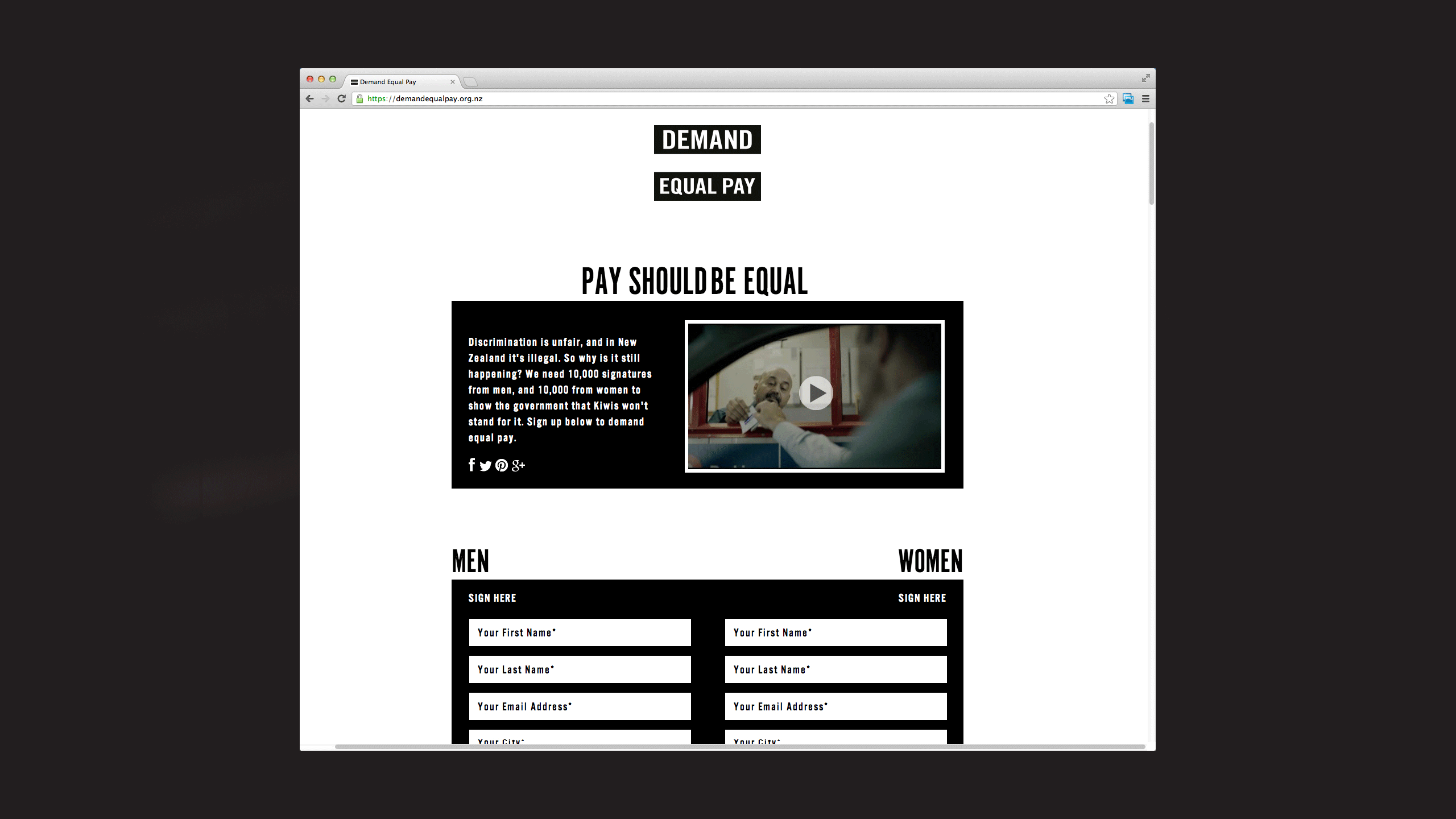 #Demandequalpay - Website design and concept